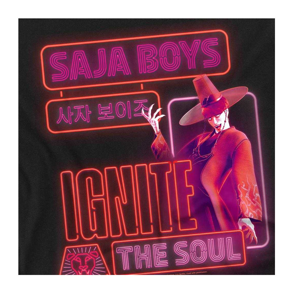 Black - Side - K-Pop Demon Hunters Unisex Adult Saja Boys Jinu Glowing Lights T-Shirt