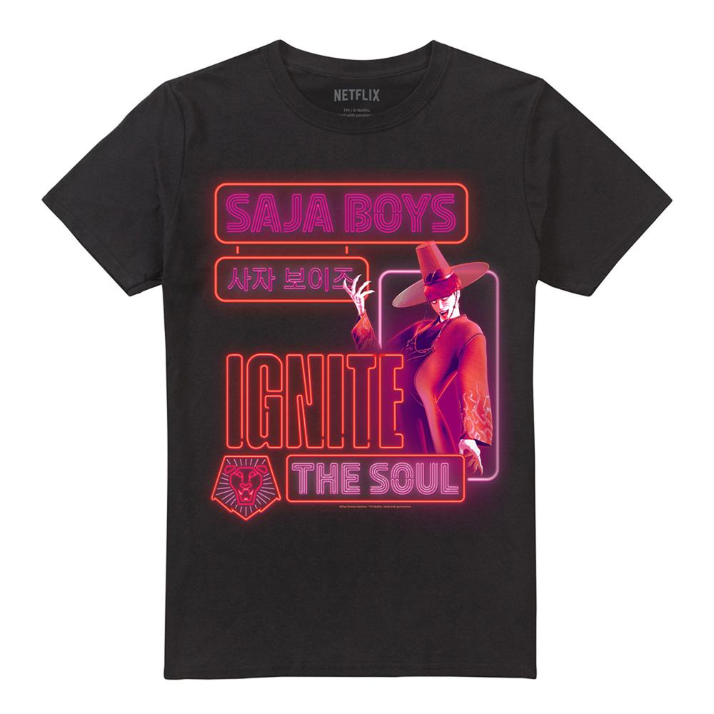 Black - Front - K-Pop Demon Hunters Unisex Adult Saja Boys Jinu Glowing Lights T-Shirt