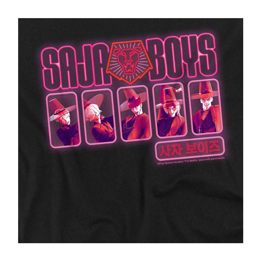 Black - Side - K-Pop Demon Hunters Unisex Adult Saja Boys Glowing Lights T-Shirt
