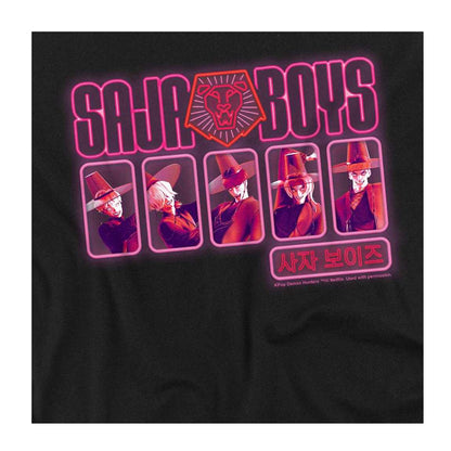 Black - Side - K-Pop Demon Hunters Unisex Adult Saja Boys Glowing Lights T-Shirt