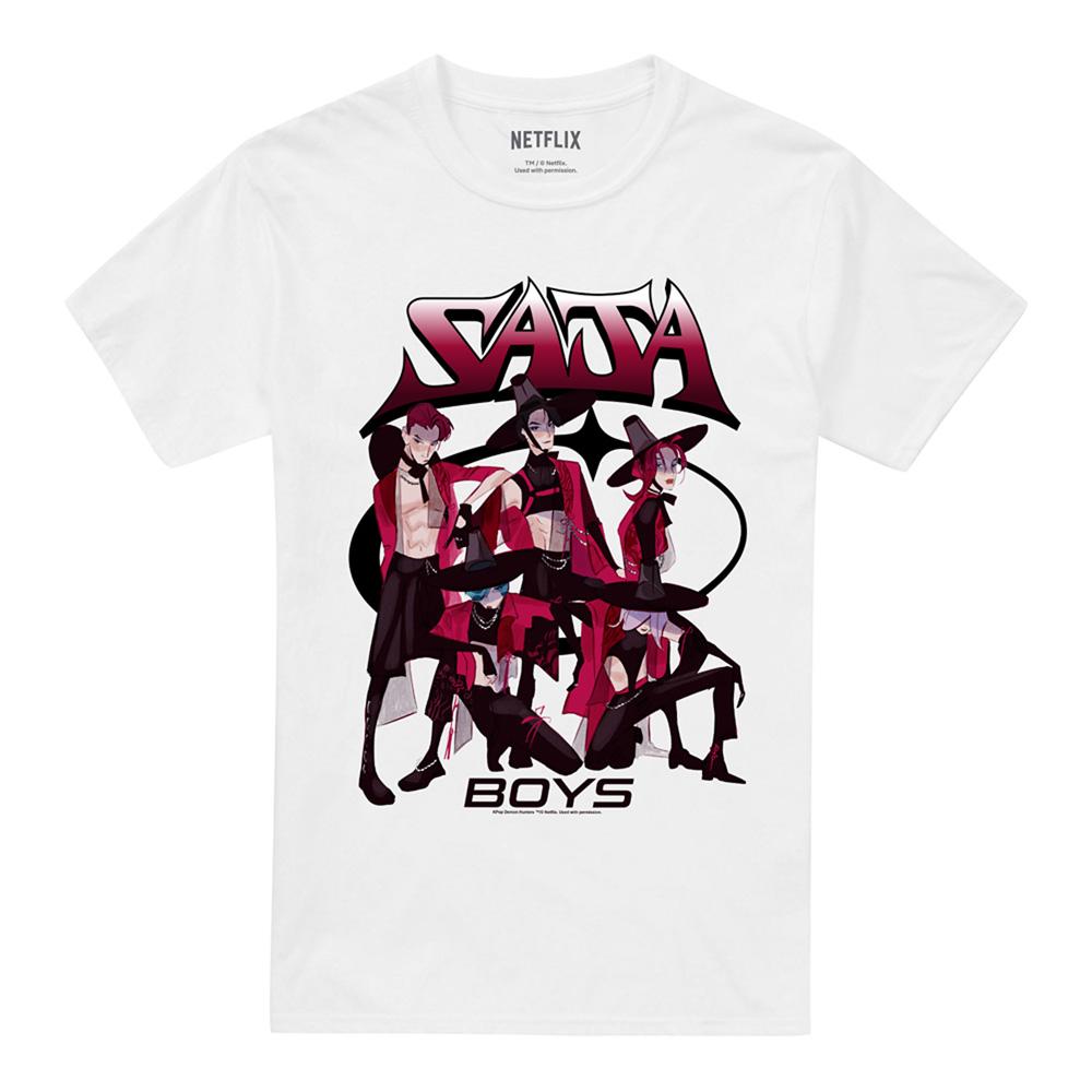White - Front - K-Pop Demon Hunters Unisex Adult Demon Group Saja Boys T-Shirt