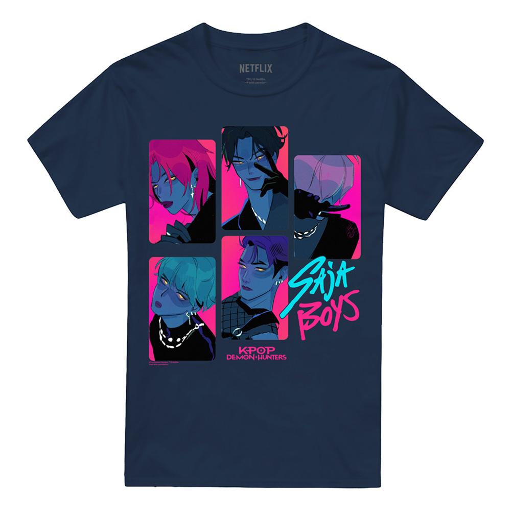 Navy - Front - K-Pop Demon Hunters Unisex Adult Saja Boys Demons T-Shirt