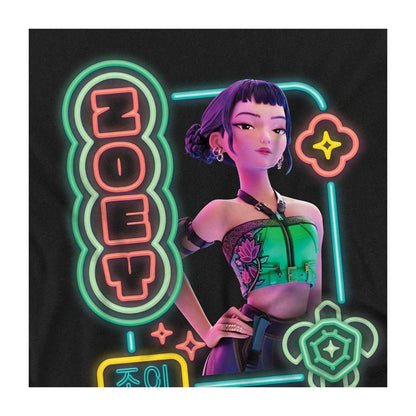 Black - Side - K-Pop Demon Hunters Unisex Adult Zoey Glowing Lights T-Shirt