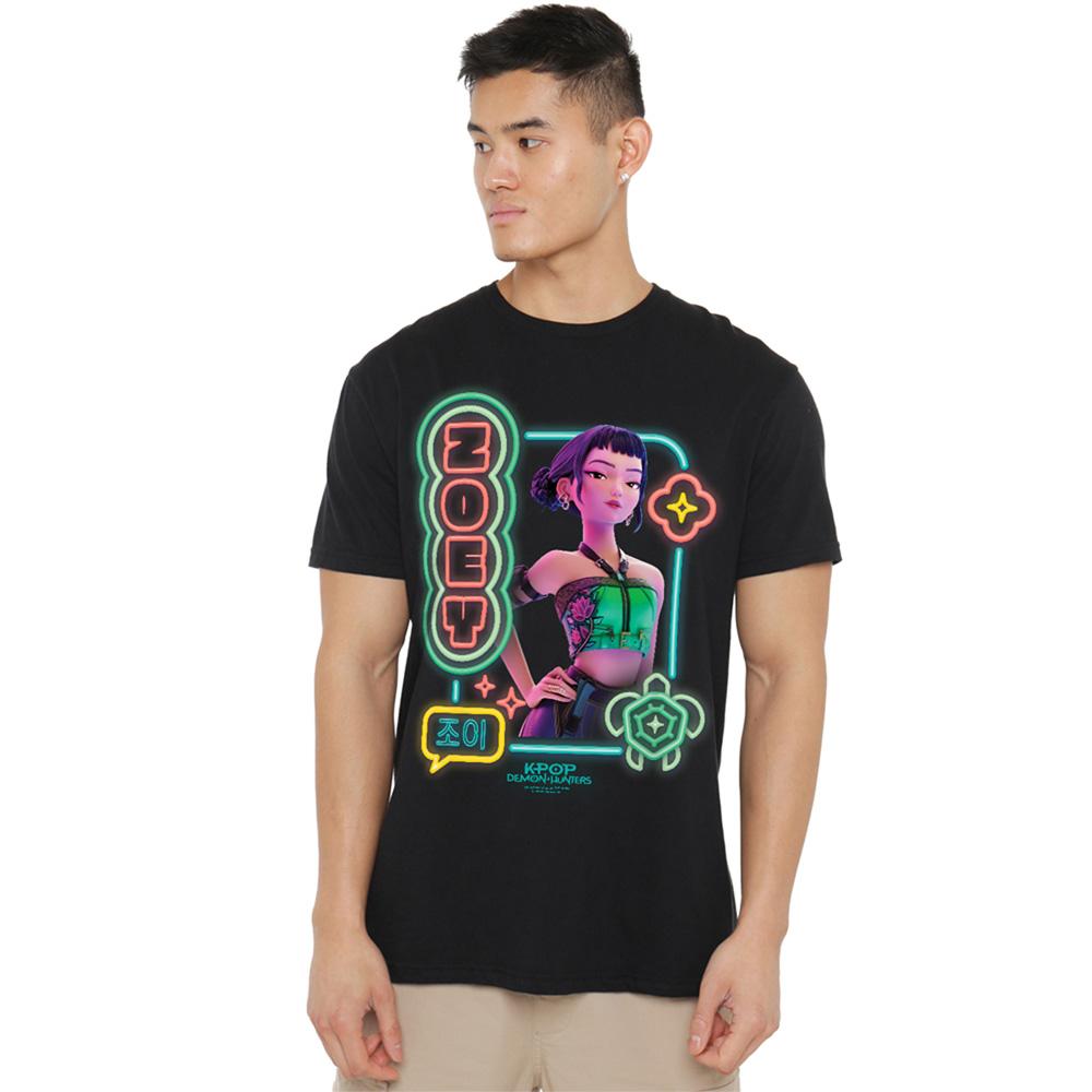 Black - Lifestyle - K-Pop Demon Hunters Unisex Adult Zoey Glowing Lights T-Shirt