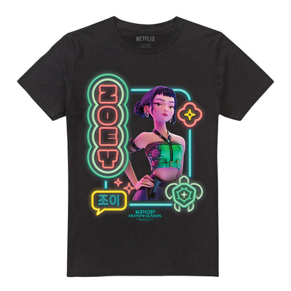 Black - Front - K-Pop Demon Hunters Unisex Adult Zoey Glowing Lights T-Shirt