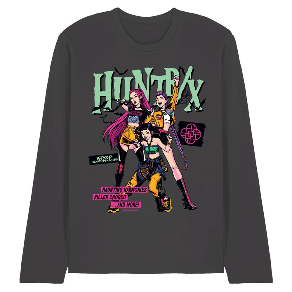 Charcoal - Front - K-Pop Demon Hunters Unisex Adult Huntrix Punk Concert Huntr-X Concert Long-Sleeved Halloween T-Shirt