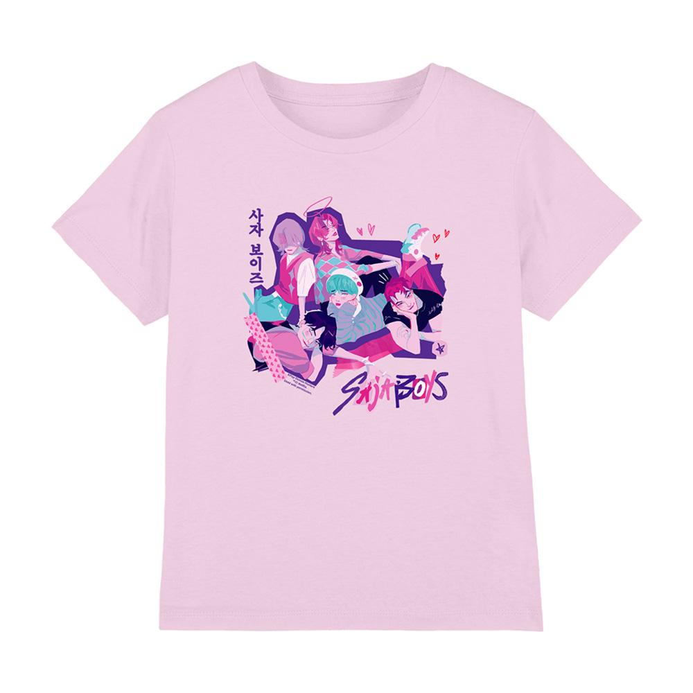 Pink - Front - K-Pop Demon Hunters Childrens-Kids Saja Boys Scrapbook T-Shirt