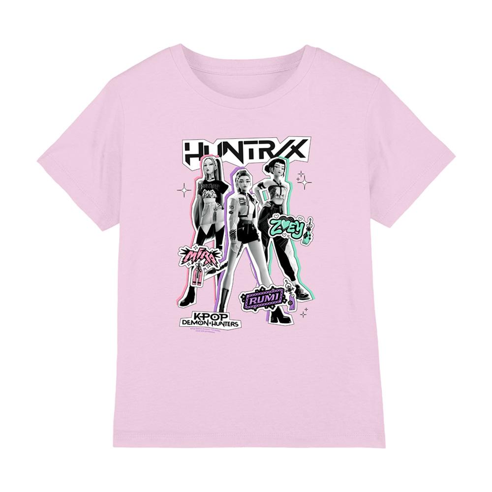 Pink - Front - K-Pop Demon Hunters Childrens-Kids Huntr-X Scrapbook T-Shirt