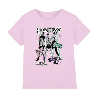 Pink - Front - K-Pop Demon Hunters Childrens-Kids Huntr-X Scrapbook T-Shirt