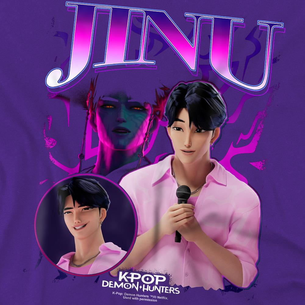 Purple - Side - K-Pop Demon Hunters Childrens-Kids Jinu Logo T-Shirt