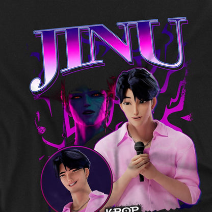 Black - Side - K-Pop Demon Hunters Childrens-Kids Jinu Logo T-Shirt