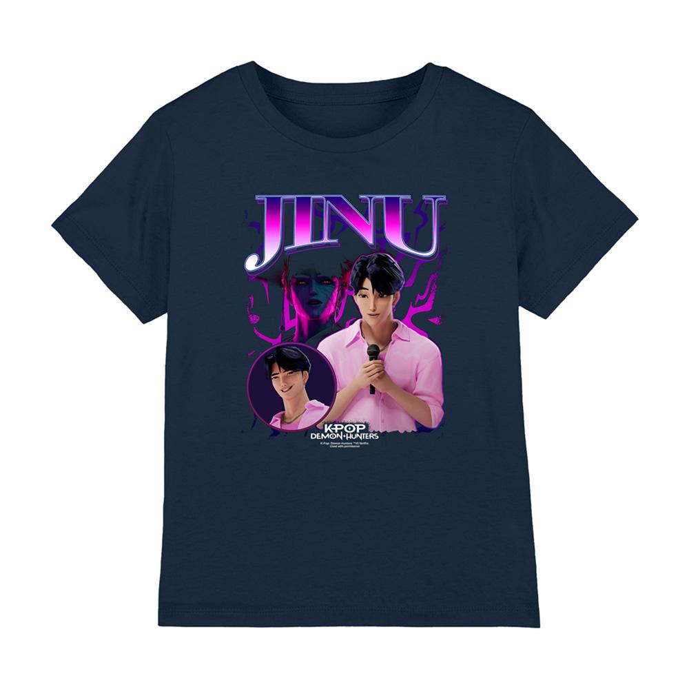 Navy - Front - K-Pop Demon Hunters Childrens-Kids Jinu Logo T-Shirt