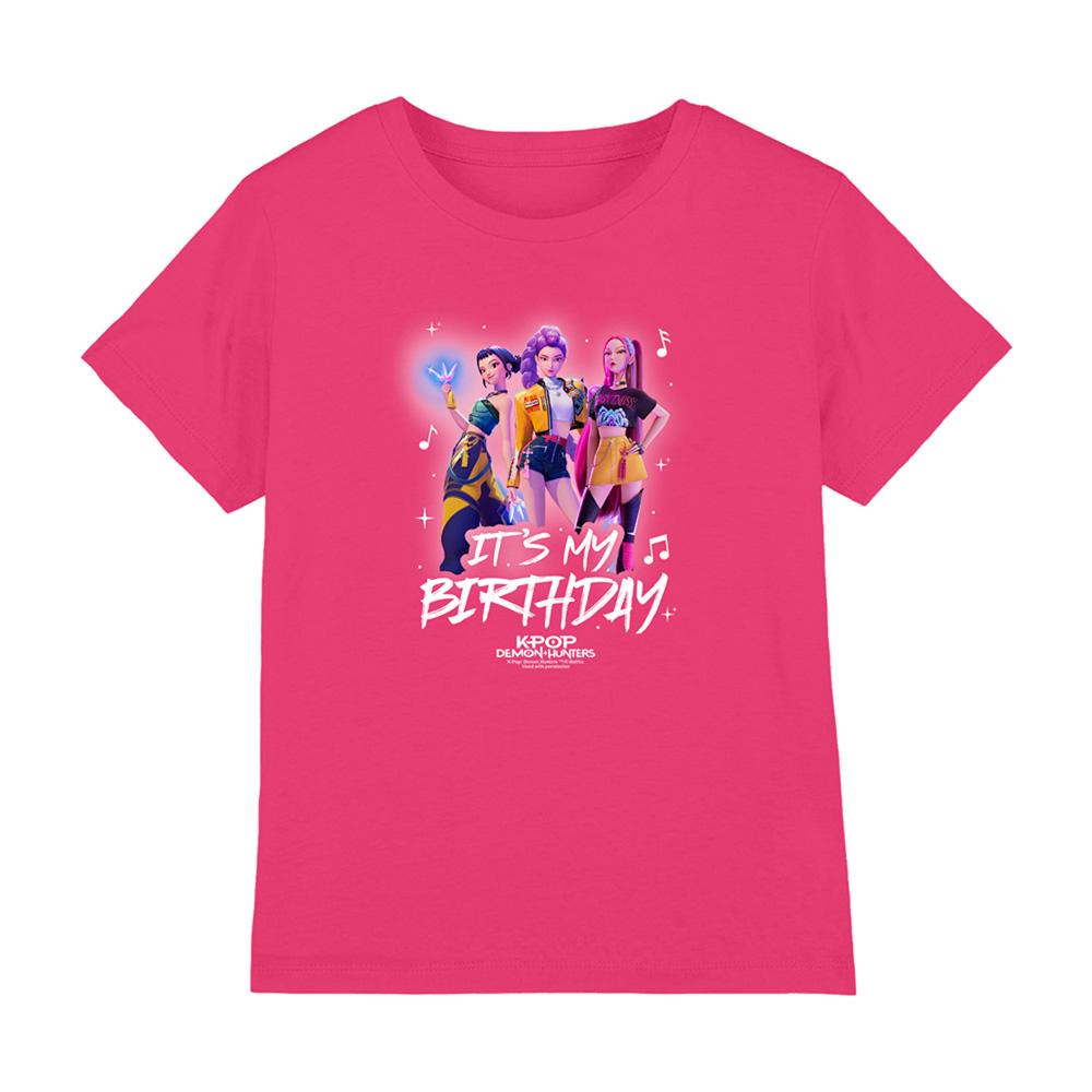 Hot Pink - Front - K-Pop Demon Hunters Childrens-Kids Huntrix It´S My Birthday Group T-Shirt