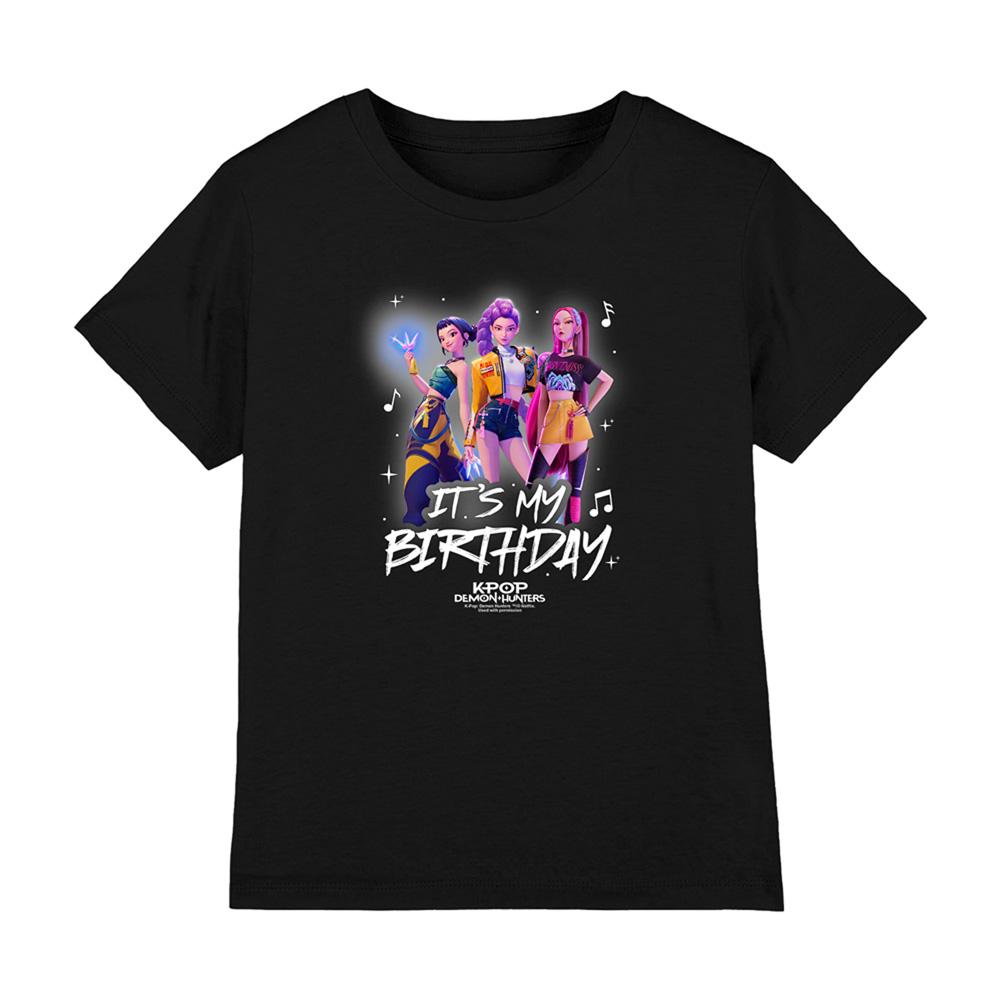 Black - Front - K-Pop Demon Hunters Childrens-Kids Huntrix It´S My Birthday Group T-Shirt