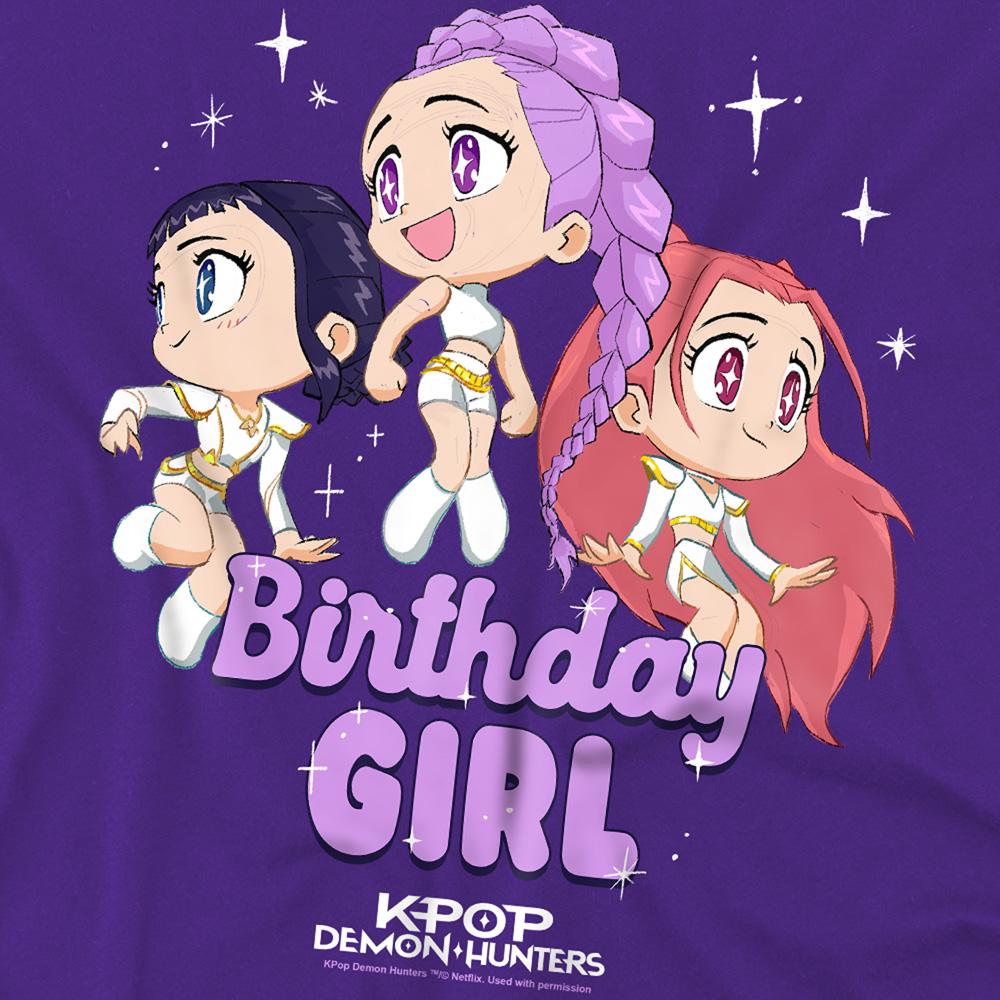 Purple - Side - K-Pop Demon Hunters Childrens-Kids Birthday Girl Huntr-X Group T-Shirt