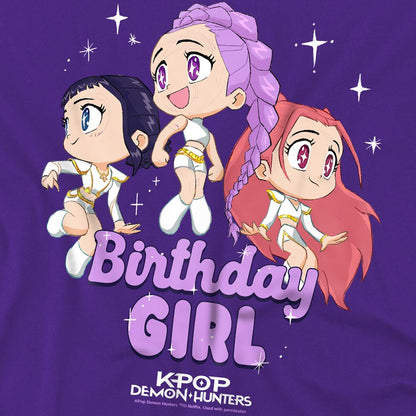 Purple - Side - K-Pop Demon Hunters Childrens-Kids Birthday Girl Huntr-X Group T-Shirt