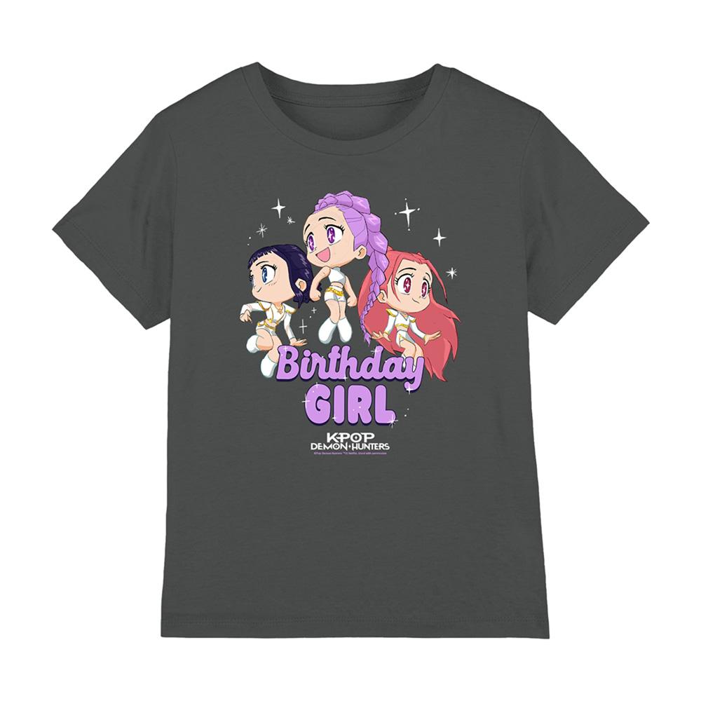 Charcoal - Front - K-Pop Demon Hunters Childrens-Kids Birthday Girl Huntr-X Group T-Shirt