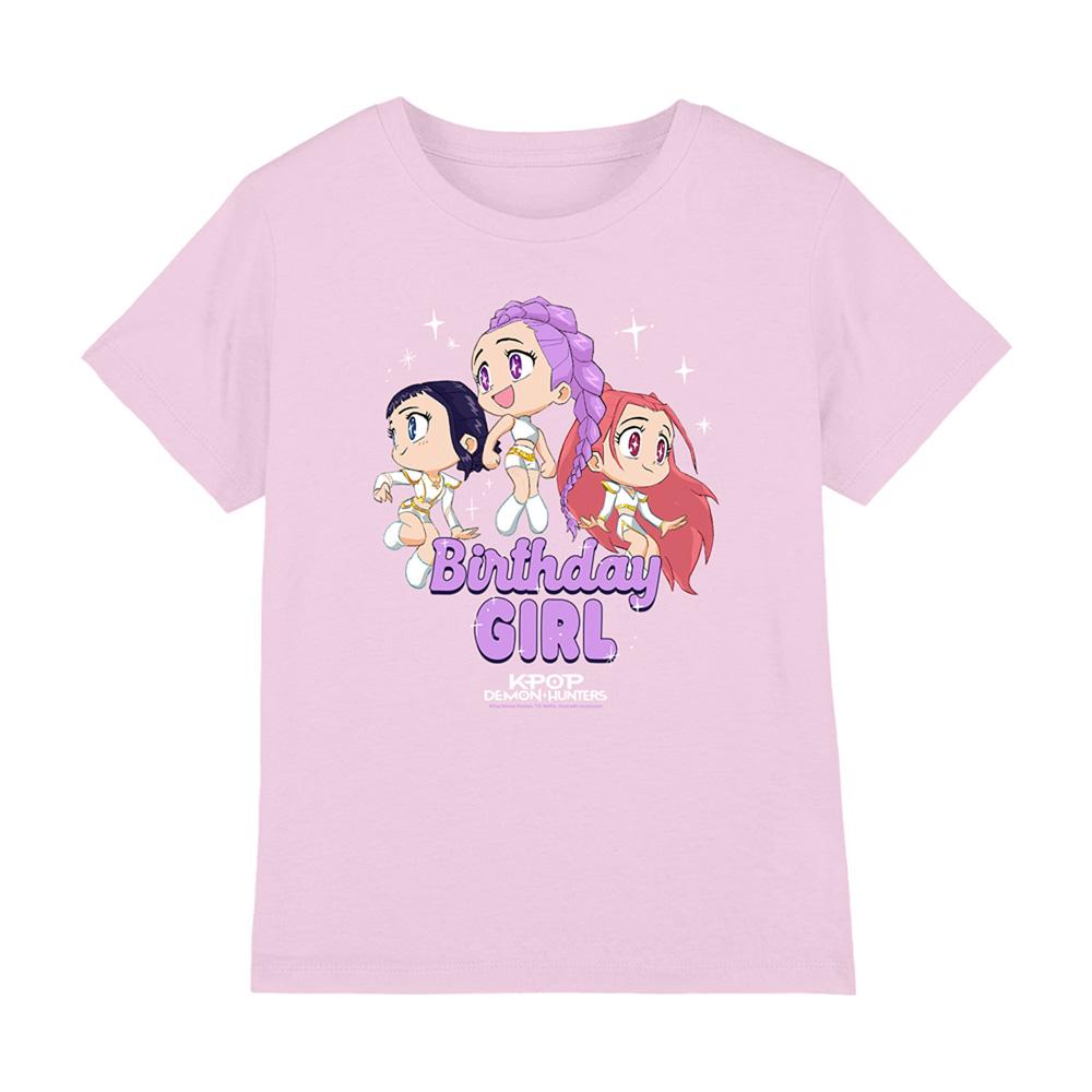 Pink - Front - K-Pop Demon Hunters Childrens-Kids Birthday Girl Huntr-X Group T-Shirt