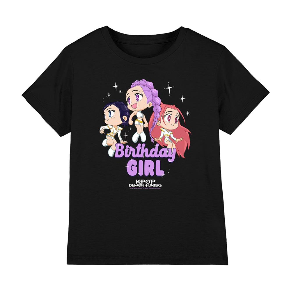 Black - Front - K-Pop Demon Hunters Childrens-Kids Birthday Girl Huntr-X Group T-Shirt