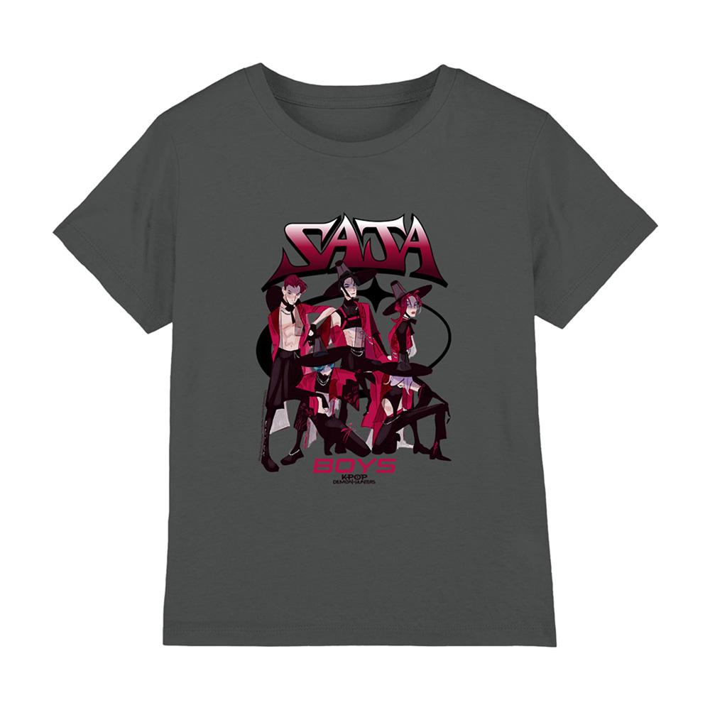 Charcoal - Front - K-Pop Demon Hunters Childrens-Kids Demon Group Saja Boys T-Shirt