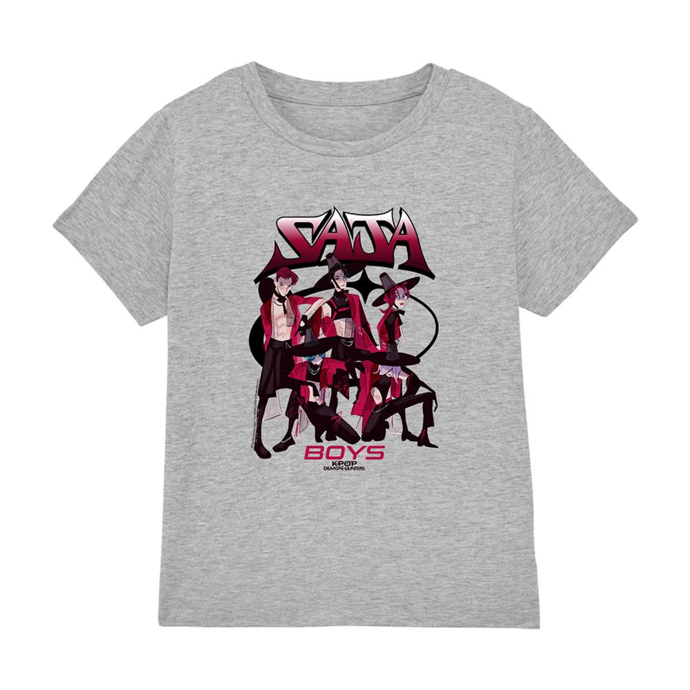 Athletic Heather - Front - K-Pop Demon Hunters Childrens-Kids Demon Group Saja Boys T-Shirt
