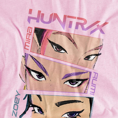 Pink - Side - K-Pop Demon Hunters Childrens-Kids Huntrix Eyes Comic Strip T-Shirt