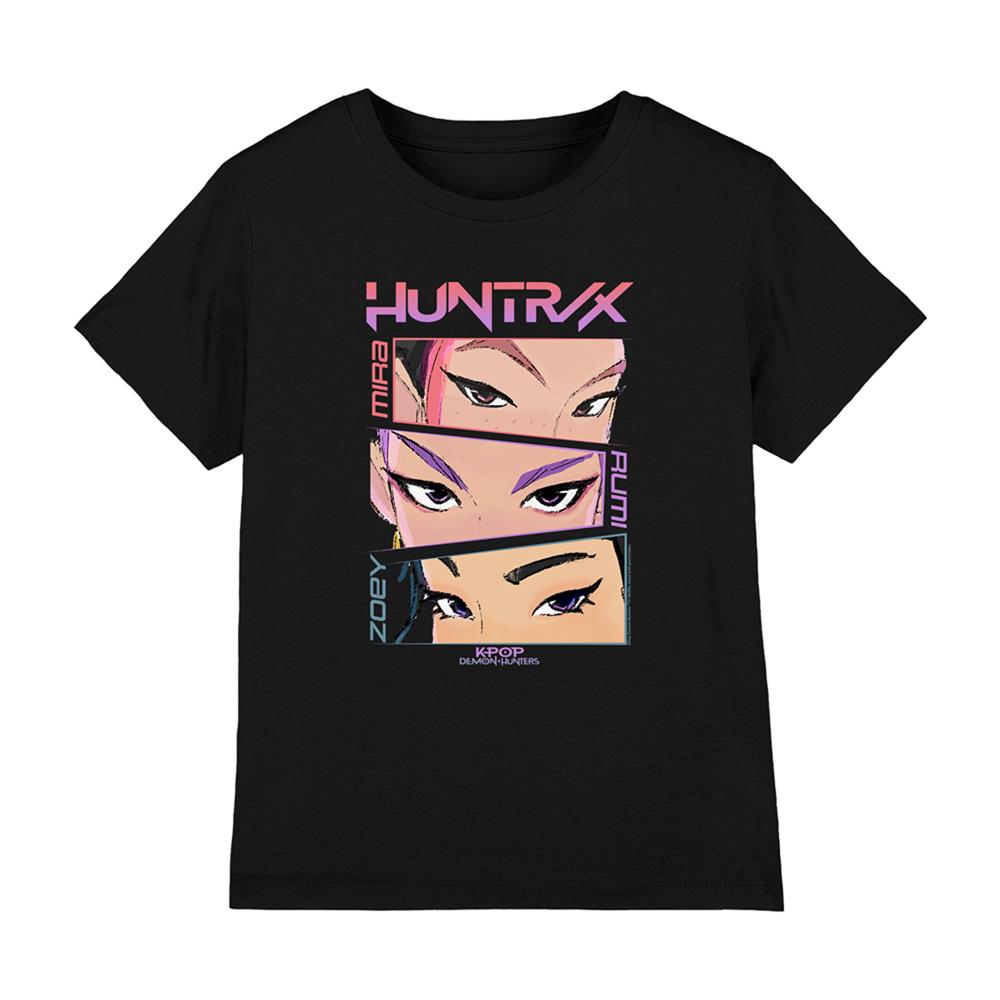 Black - Front - K-Pop Demon Hunters Childrens-Kids Huntrix Eyes Comic Strip T-Shirt