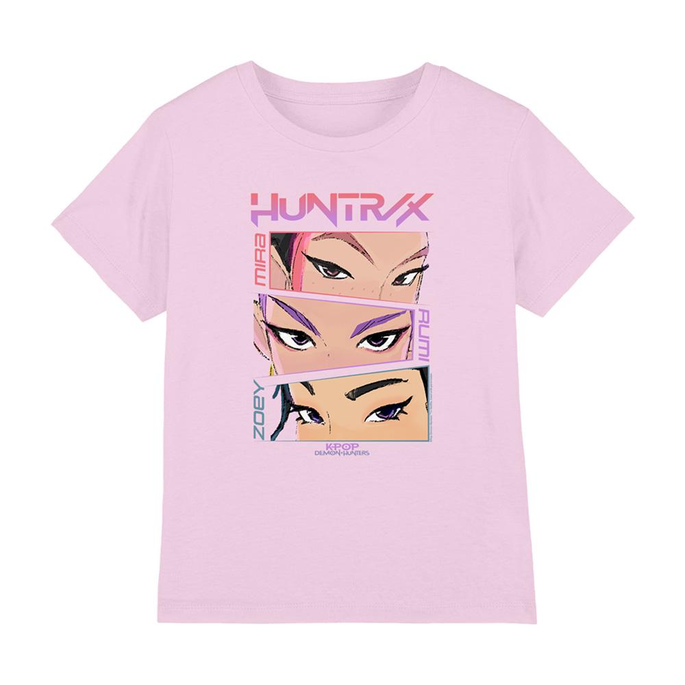 Pink - Front - K-Pop Demon Hunters Childrens-Kids Huntrix Eyes Comic Strip T-Shirt