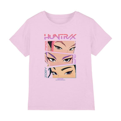Pink - Front - K-Pop Demon Hunters Childrens-Kids Huntrix Eyes Comic Strip T-Shirt