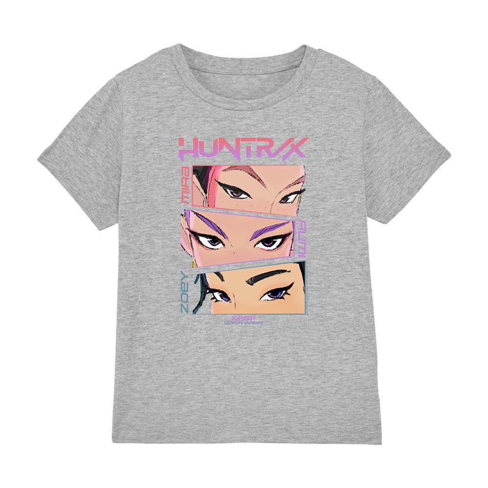 Athletic Heather - Front - K-Pop Demon Hunters Childrens-Kids Huntrix Eyes Comic Strip T-Shirt