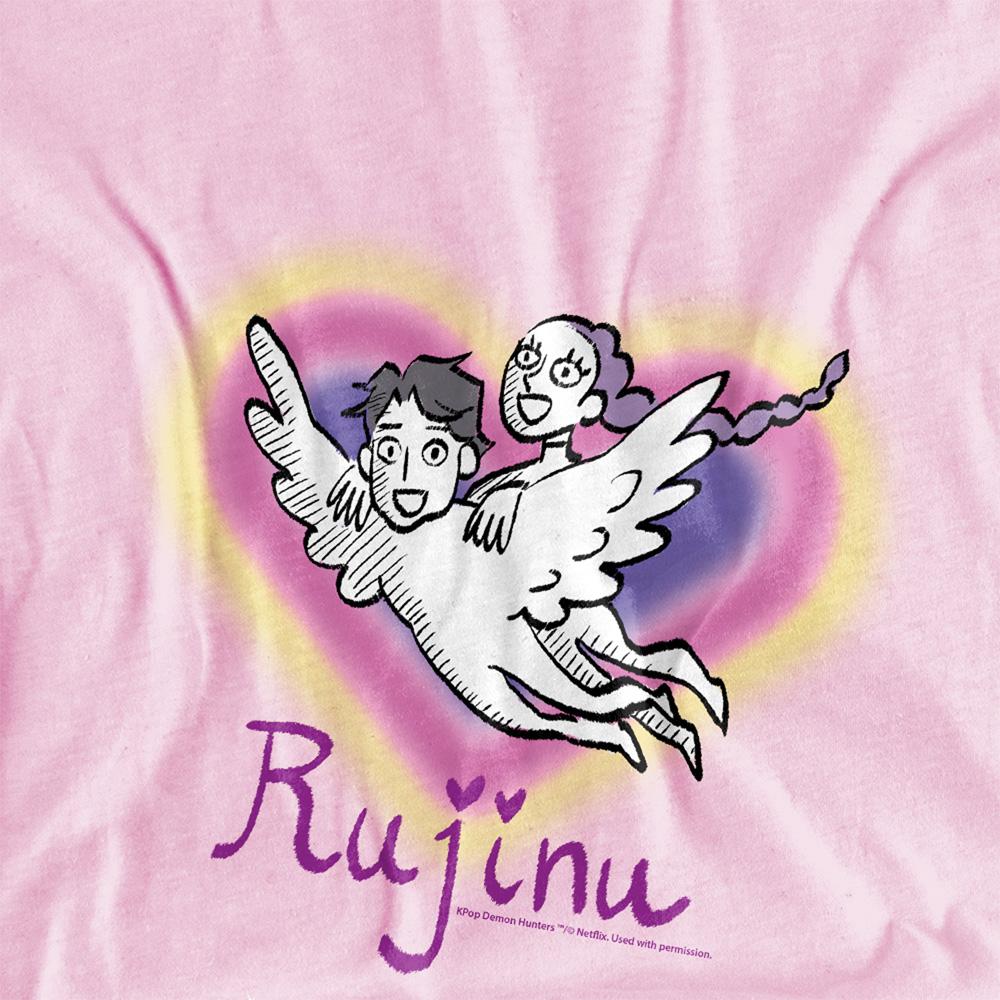 Pink - Side - K-Pop Demon Hunters Childrens-Kids Huntrix Saja Boys Rujinu Heart T-Shirt