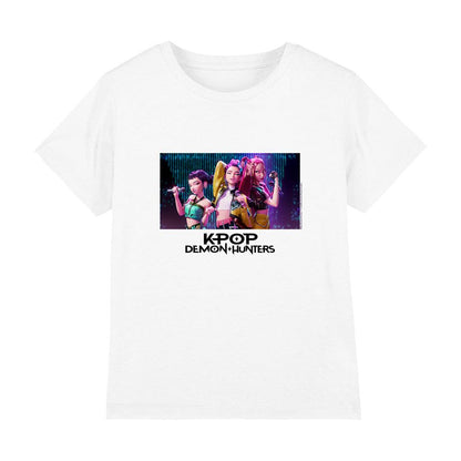 White - Front - K-Pop Demon Hunters Childrens-Kids Singing Huntr-X Group T-Shirt