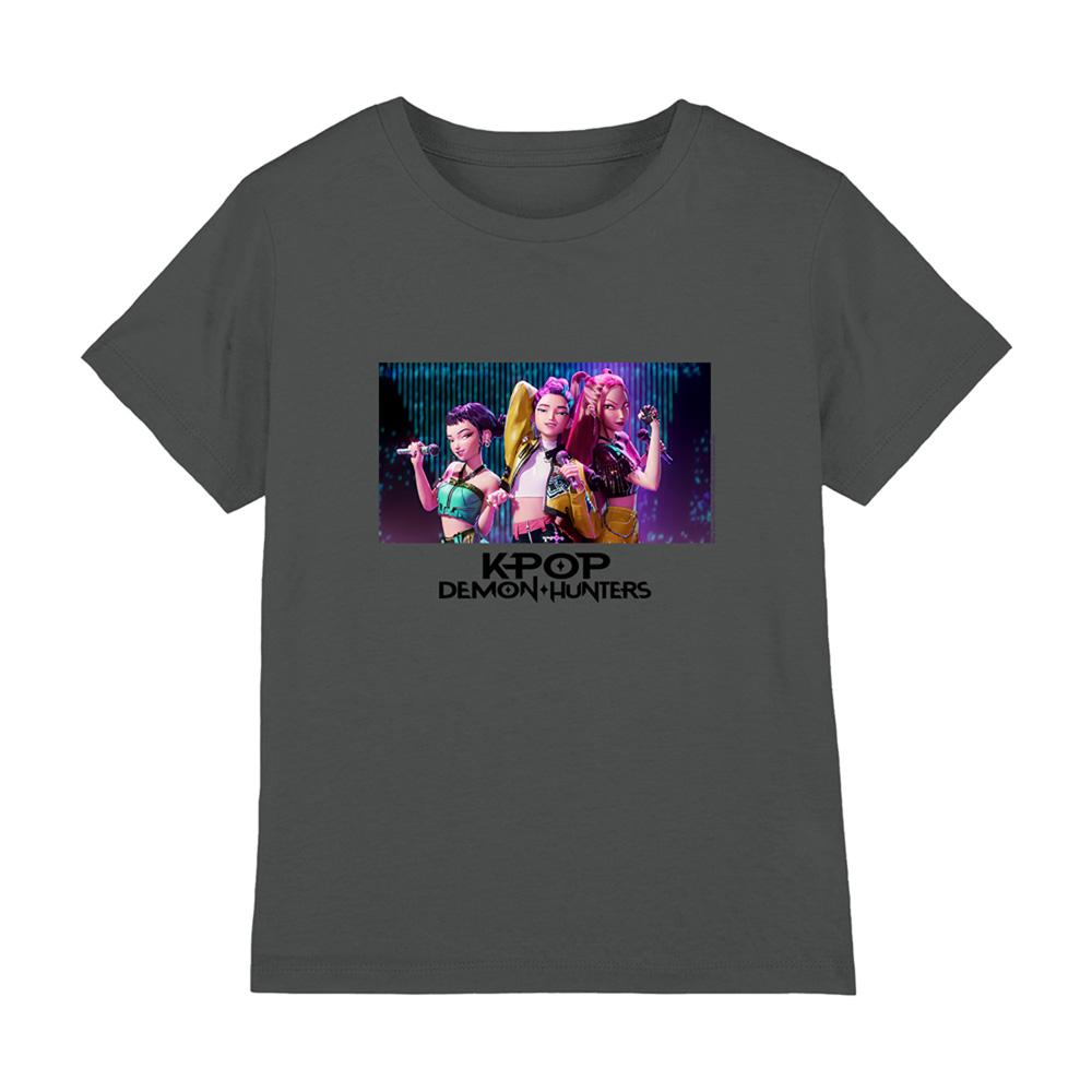 Charcoal - Front - K-Pop Demon Hunters Childrens-Kids Singing Huntr-X Group T-Shirt