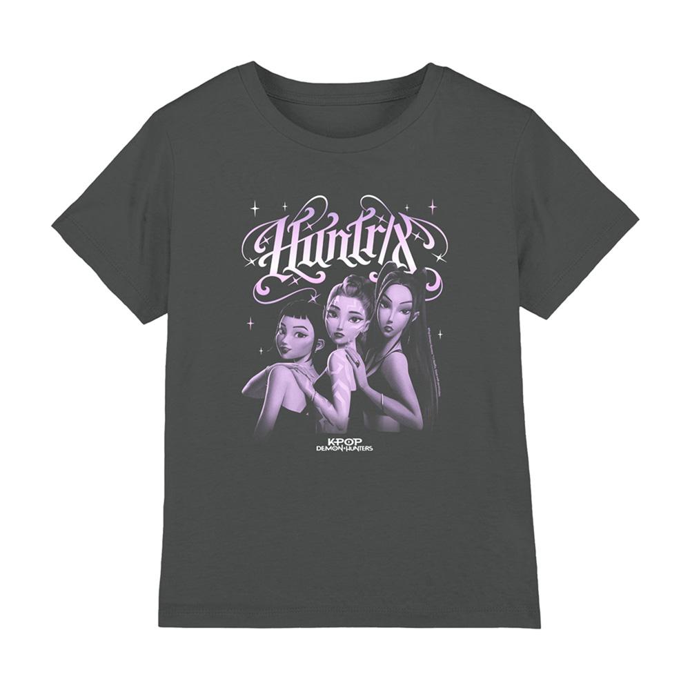 Charcoal - Front - K-Pop Demon Hunters Childrens-Kids Huntr-X Gradient T-Shirt