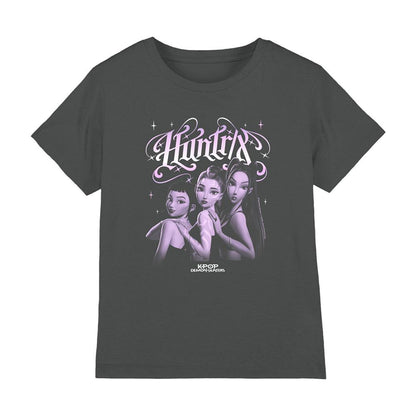 Charcoal - Front - K-Pop Demon Hunters Childrens-Kids Huntr-X Gradient T-Shirt