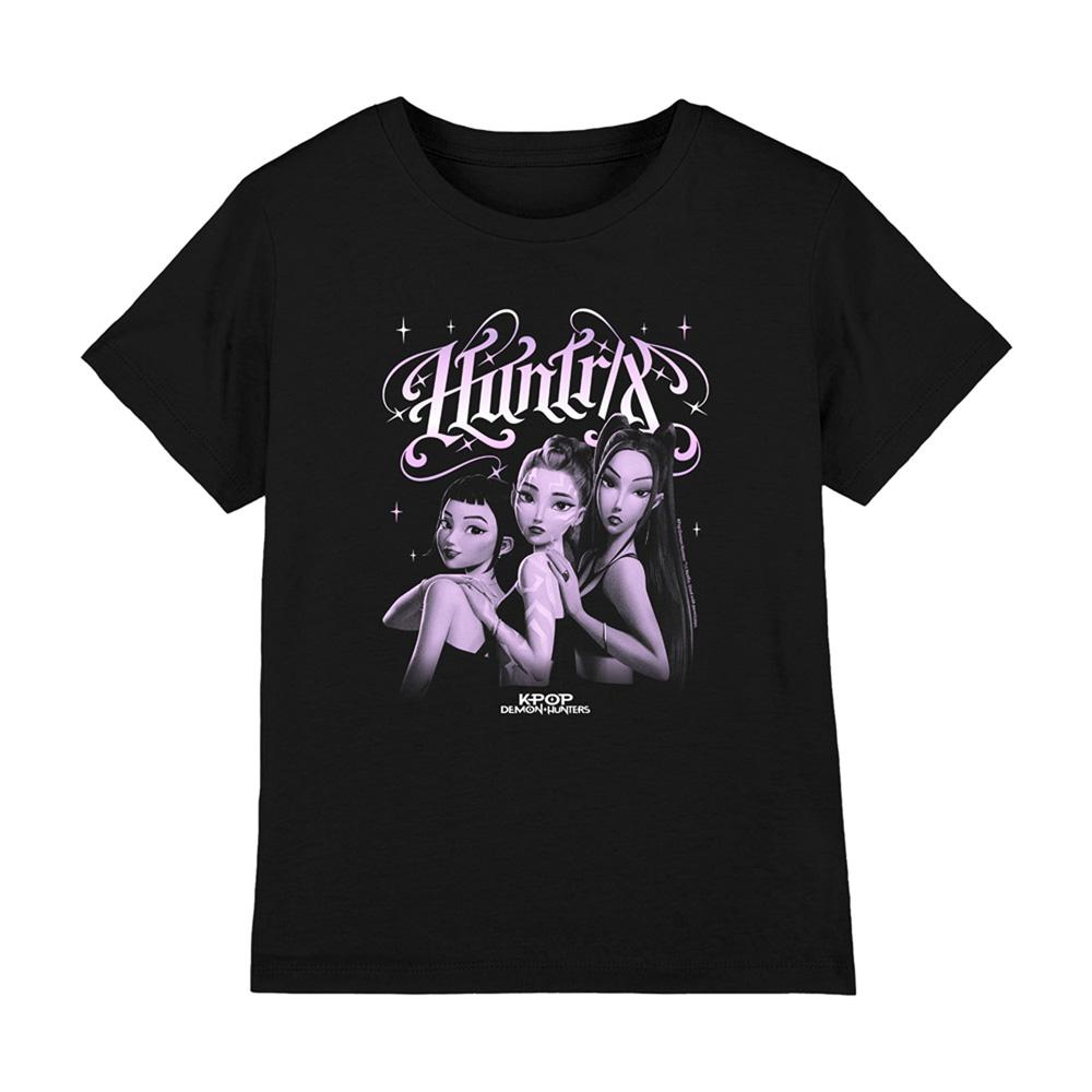 Black - Front - K-Pop Demon Hunters Childrens-Kids Huntr-X Gradient T-Shirt