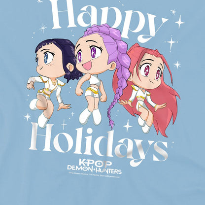 Light Blue - Side - K-Pop Demon Hunters Childrens-Kids Happy Holidays Huntr-X Group T-Shirt