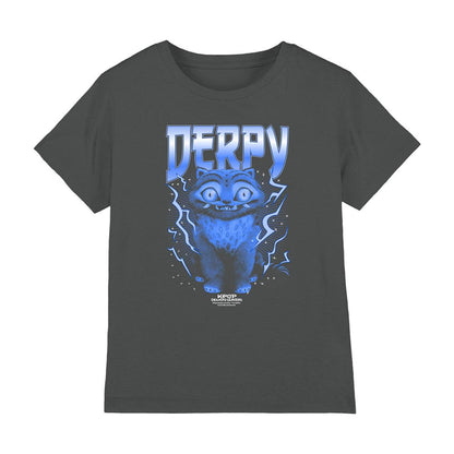Charcoal - Front - K-Pop Demon Hunters Childrens-Kids Derpy Tiger Lightning T-Shirt