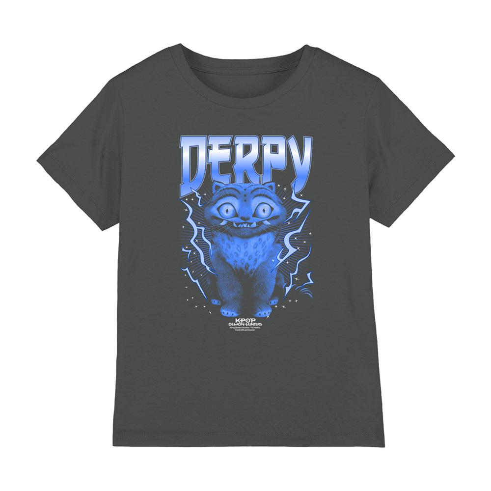 Charcoal - Front - K-Pop Demon Hunters Childrens-Kids Derpy Tiger Lightning T-Shirt