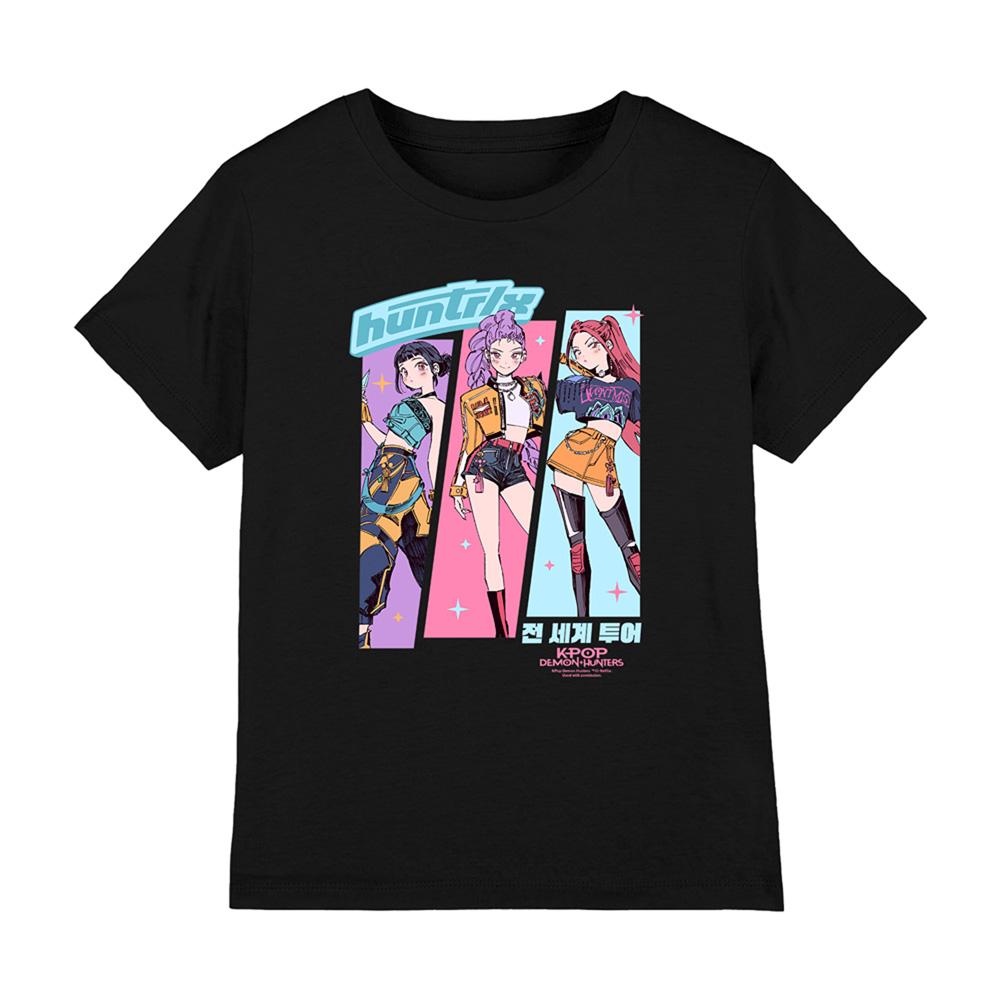 Black - Front - K-Pop Demon Hunters Childrens-Kids Huntr-X Anime T-Shirt