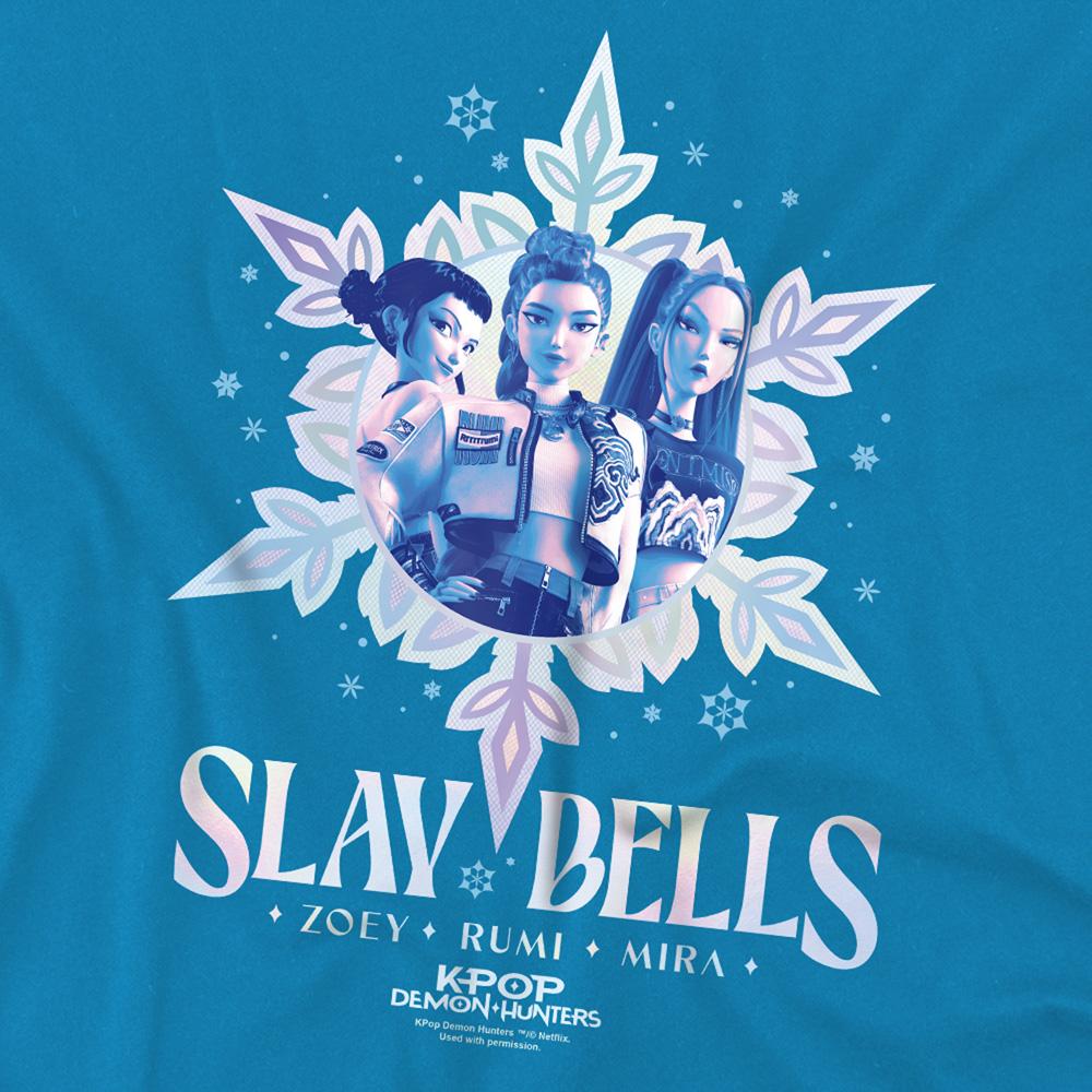 Turquoise - Side - K-Pop Demon Hunters Childrens-Kids Slay Bells Huntr-X Christmas T-Shirt