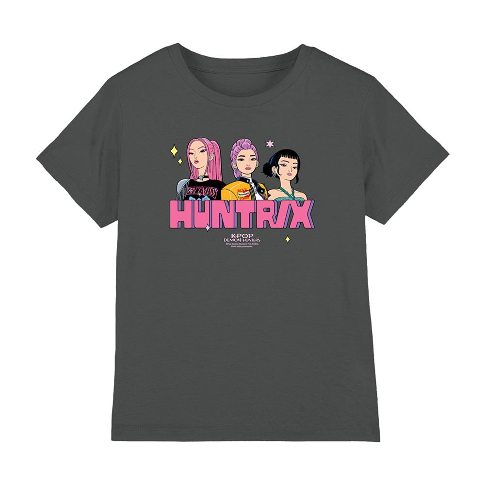 Charcoal - Front - K-Pop Demon Hunters Childrens-Kids Huntrix Blocky Glam T-Shirt