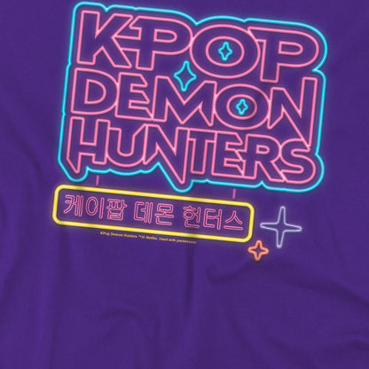 Purple - Side - K-Pop Demon Hunters Childrens-Kids Glowing Lights Logo T-Shirt