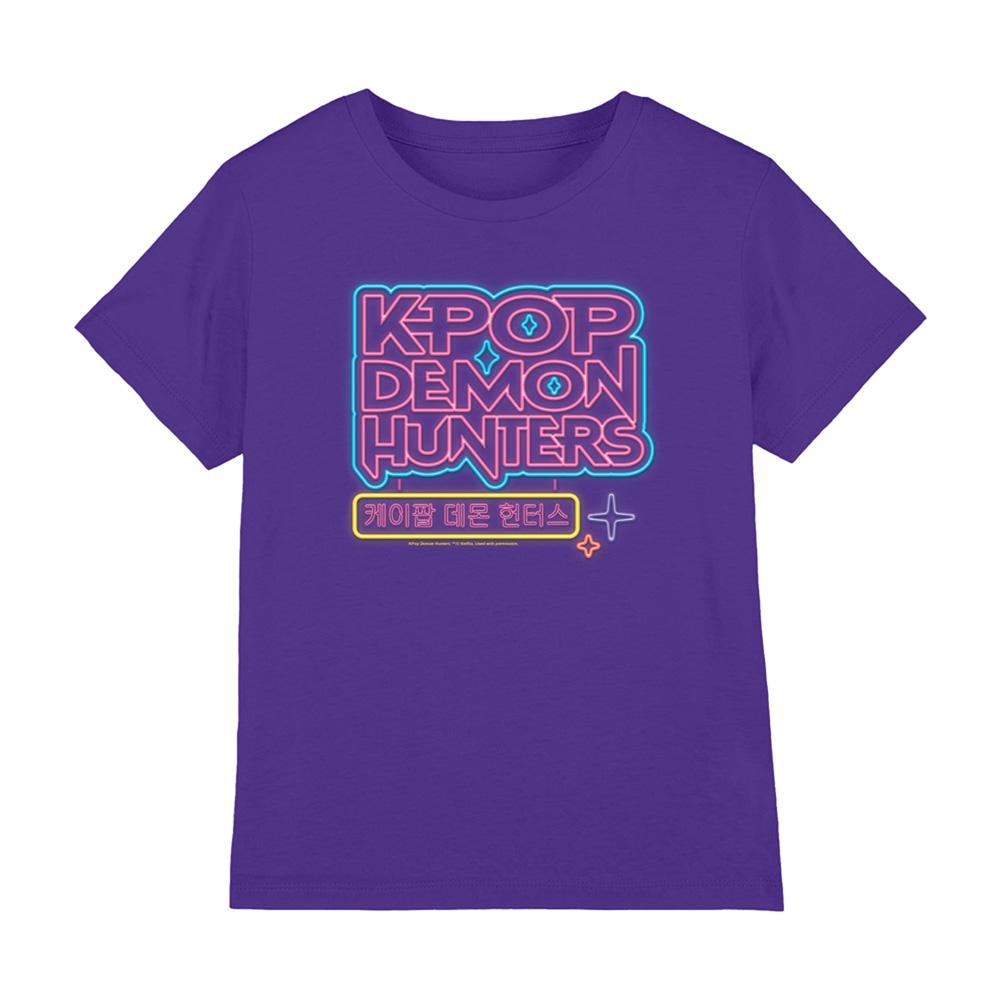 Purple - Front - K-Pop Demon Hunters Childrens-Kids Glowing Lights Logo T-Shirt