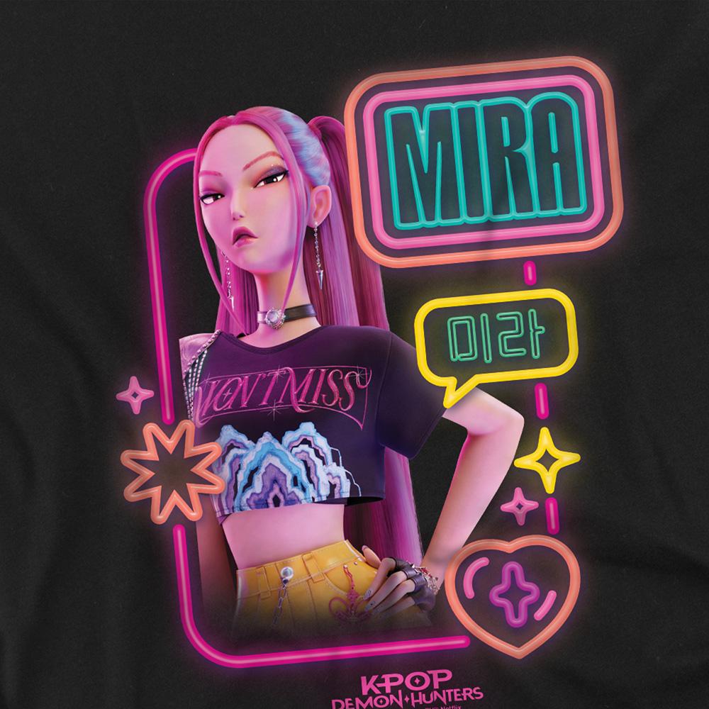 Black - Side - K-Pop Demon Hunters Childrens-Kids Mira Glowing Lights T-Shirt