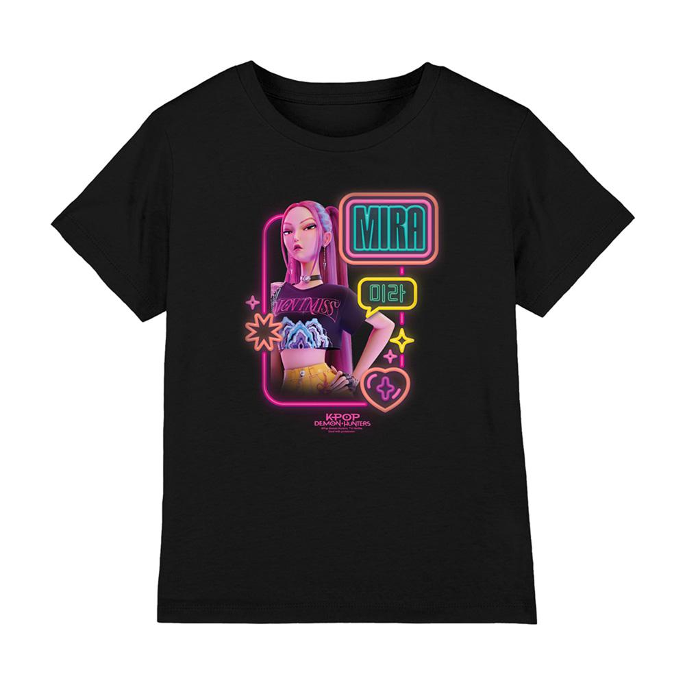 Black - Front - K-Pop Demon Hunters Childrens-Kids Mira Glowing Lights T-Shirt