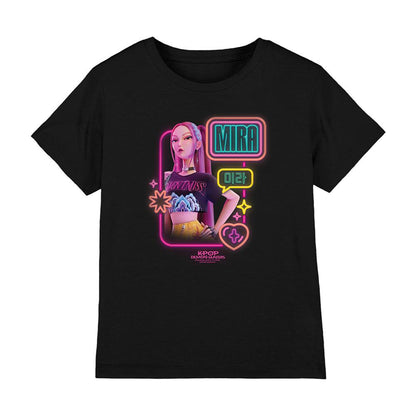 Black - Front - K-Pop Demon Hunters Childrens-Kids Mira Glowing Lights T-Shirt