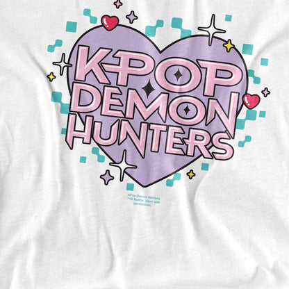 White - Side - K-Pop Demon Hunters Childrens-Kids Pixel Hearts T-Shirt