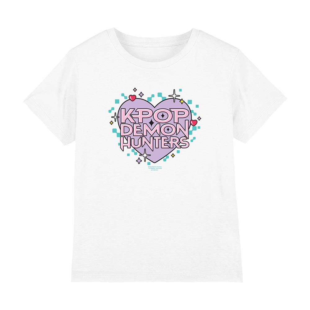 White - Front - K-Pop Demon Hunters Childrens-Kids Pixel Hearts T-Shirt