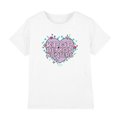 White - Front - K-Pop Demon Hunters Childrens-Kids Pixel Hearts T-Shirt